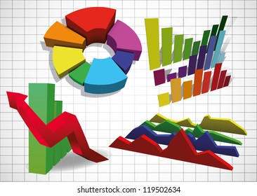 Set of the business diagrams. eps 10. Image contain transparency and various blending modes