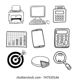 Set of business doodle on paper background set 2, for business, shopping, sale and financial concept-Vector Hand drawn.