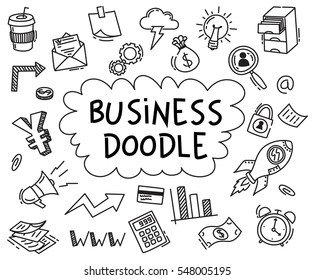 Set of business doodle on white background