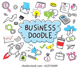 Set of business doodle on white background