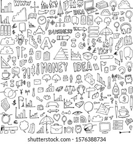 Set of Business Drawing illustration Hand drawn doodle Sketch line vector