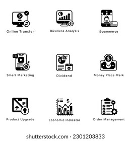 Set of Business Economy Solid Icons
