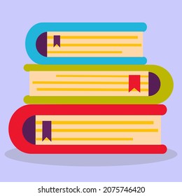 A set of business elements. Colored books on top of each other. A set of book icons in a flat design.