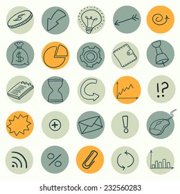 Set of business elements made in vector. Hand drawn set.