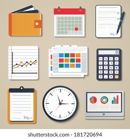 Set of business elements of marketing, reporting, web and mobile design icons