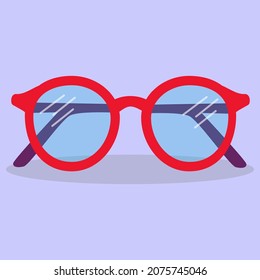 A set of business elements. Red glasses. Glasses for vision in a flat design. Vector isolated illustration of glasses.