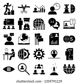 The set of business - envelope, care, customer, business, businessman, airplane, business, analytics, chart, global, human, communication, conversation, coin, commerce