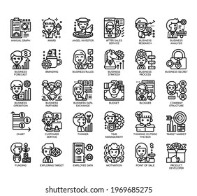 Set of Business Essential thin line and pixel perfect icons for any web and app project. 
