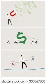Set of business exchange rate money.  Vector illustration Eps 10 file. Success, Cooperation