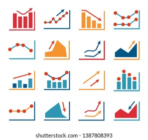Set of business finance arrow with charts and infographic statistic diagrams infochart