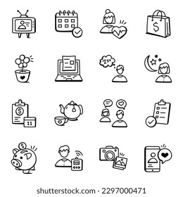 Set of Business and Finance Doodle Icons

