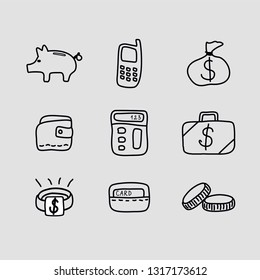 set business finance gray vector icons