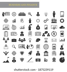 set of business and finance icons in flat style