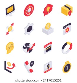 Set of Business and Finance Isometric Icons

