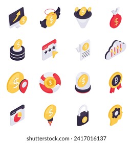 Set of Business and Finance Isometric Icons

