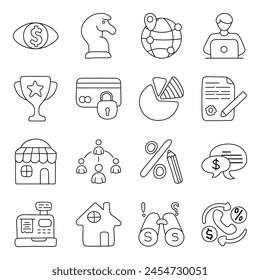 Set of Business and Finance Linear Icons 

