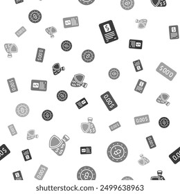 Set Business finance report, Bitcoin, Zero cost and Shield and money bag on seamless pattern. Vector