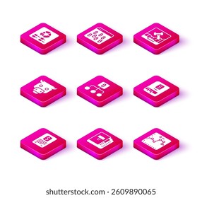 Set Business finance report, Office folders, Bull market, Blockchain technology Bitcoin, Browser with growth graph, Financial book, Online internet auction and browser icon. Vector