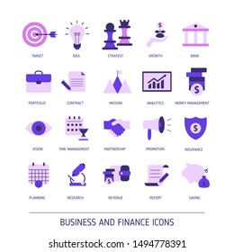 Set of business and finance web icons. Vector illustration.