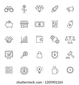 set of business financial thin line icon with modern style and simple outline, editable stroke vector eps 10