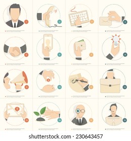 Set of Business flat design concept icons for templates 