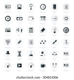 Set of Business flat design icons black color styles