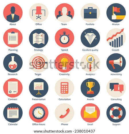 Set of business flat design style colorful vector illustration icons for website of company  isolated on white
