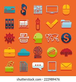 Set of business flat icons