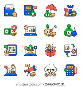 Conjunto de iconos planos de negocio 

