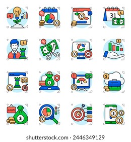 Conjunto de iconos planos de negocio 

