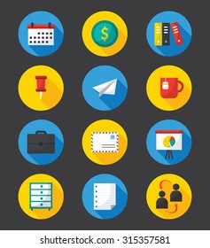 set of business flat icons