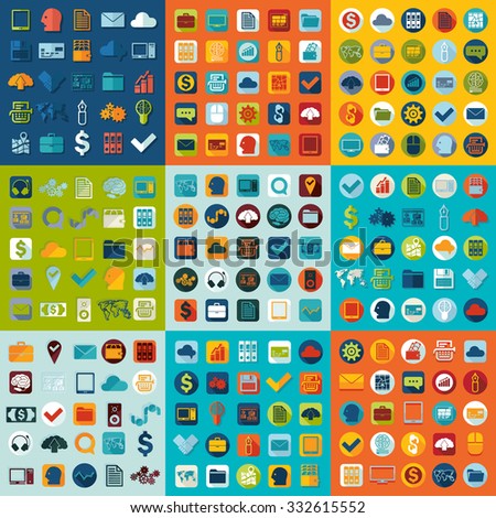 Set of business flat icons