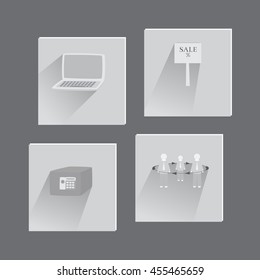 Set with Business Flat Icons in Grayscale Colors. Suit for Web Usage and Mobile apps.Vector EPS 10