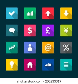 Set of business flat icons, vector illustration