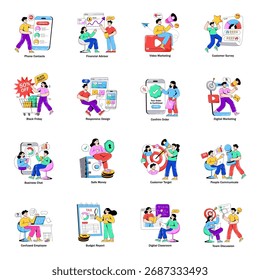 Conjunto de Ilustraciones planas de negocios