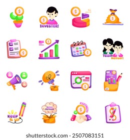 Set of Business Flat Stickers 

