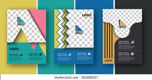 Juego de volante de negocios con espacio de imagen y logotipo - Portada de la revista Brochure y plantilla de afiches, ilustración vectorial.