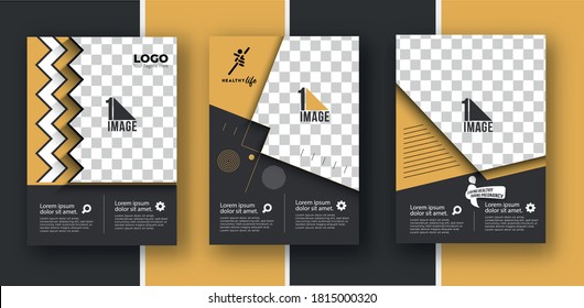 Juego de volante de negocios con espacio de imagen y logotipo - Portada de la revista Brochure y plantilla de afiches, ilustración vectorial.
