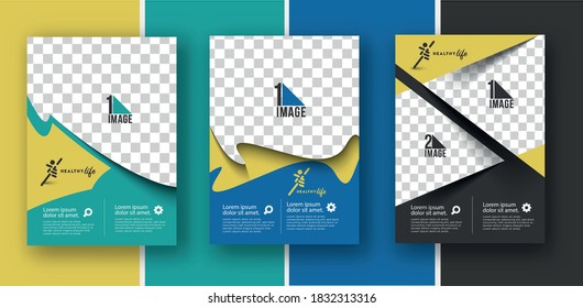 Set of Business flyer with space of image & logo- Brochure magazine cover page & poster template, vector illustration.