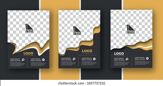 Juego de volante de negocios con espacio de imagen y logotipo - Portada de la revista Brochure y plantilla de afiches, ilustración vectorial.