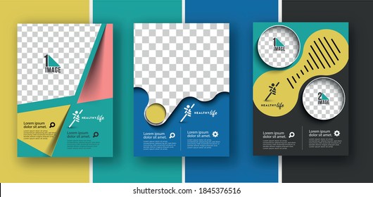 Set of Business flyer with space of image & logo- Brochure magazine cover page & poster template, vector illustration.