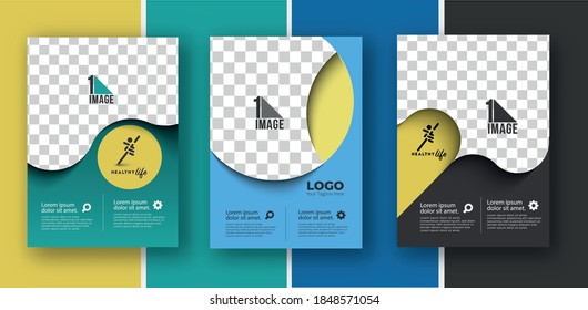 Set of Business flyer with space of image & logo- Brochure magazine cover page & poster template, vector illustration.