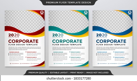set of business flyer template with abstract style and minimalist concept use for promotion kit 