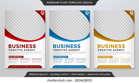 set of business flyer template with clean style concept and minimalist layout use for annual report cover and business profile 