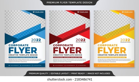 conjunto de diseño de plantillas de volante de negocios con concepto abstracto y diseño minimalista	