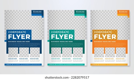 conjunto de diseño de plantillas de volante de negocios con concepto abstracto y diseño minimalista	