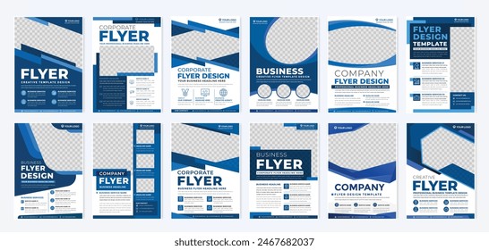 set of business flyer template design with abstract concept and minimalist layout