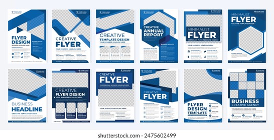 set of business flyer template design with abstract concept and minimalist layout