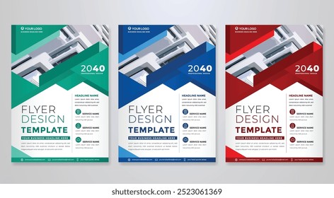 set of business flyer template with minimalist layout and modern style 