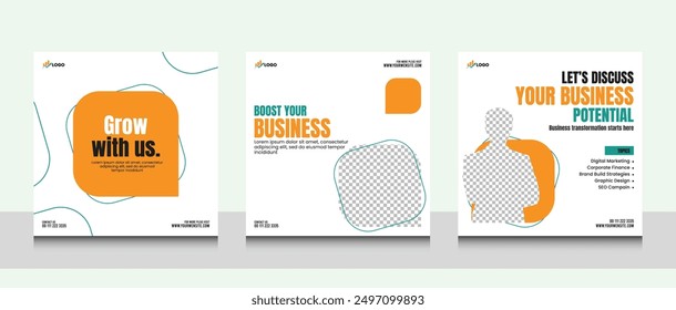 Set of Business flyers social media post. Business advertisement template.